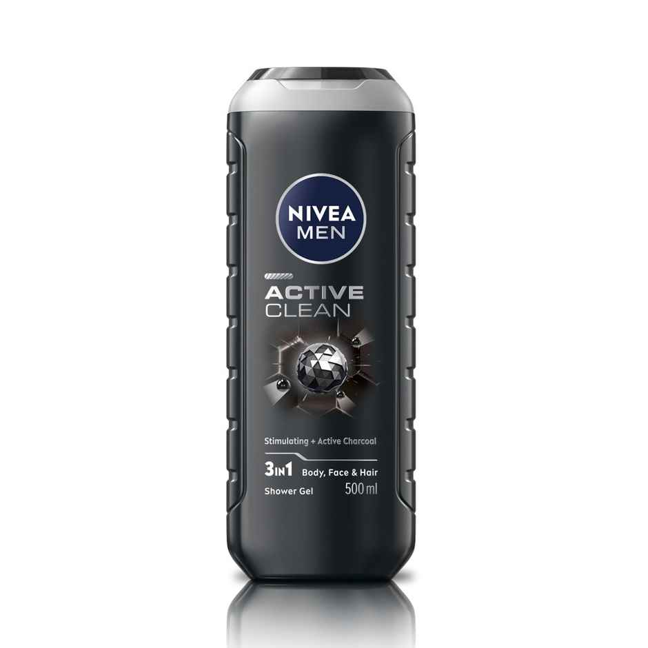 Nivea Men Active Clean Shower Gel (500ml) & Engage M1 Perfume For Men, Citrus & Woody Fragrance Scent, Skin Friendly (120ml) Combo