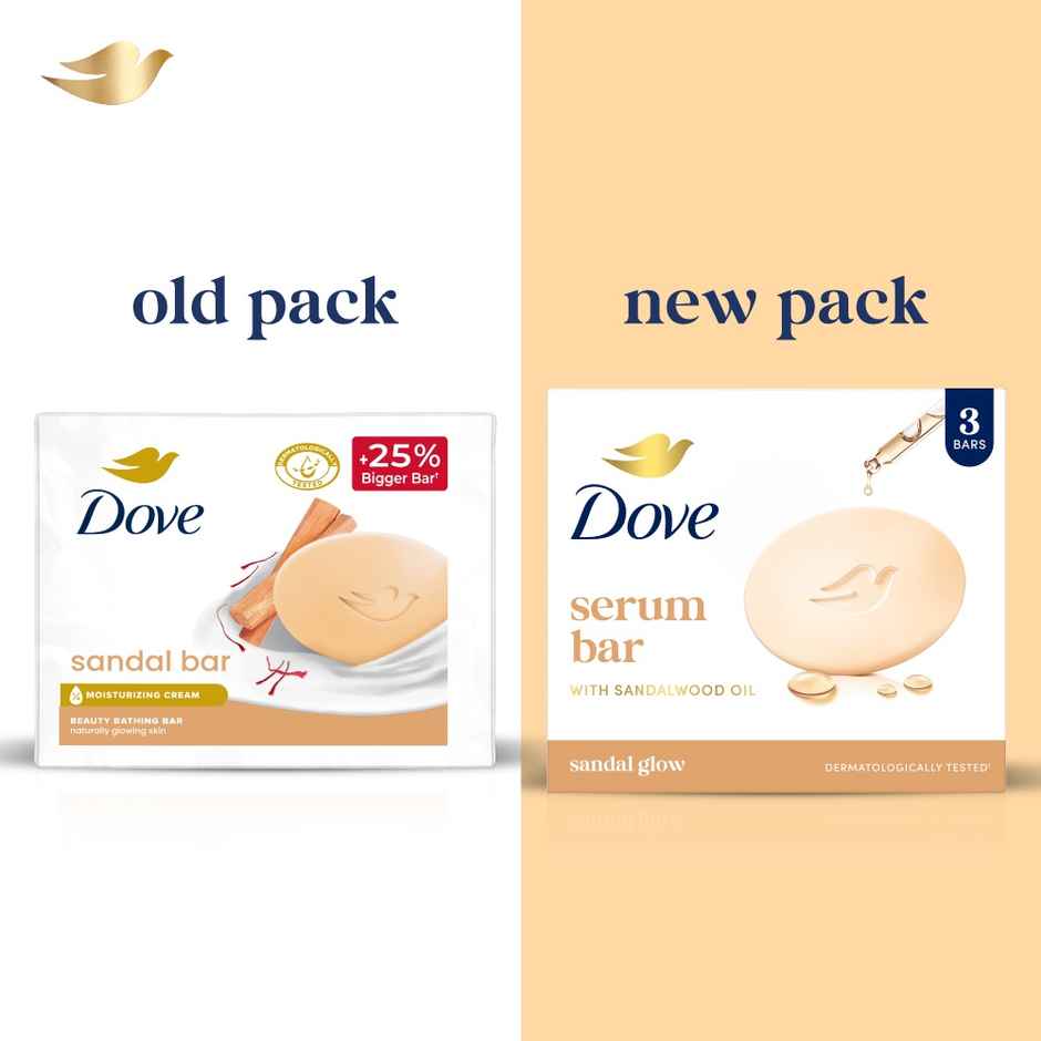 Dove Sandalwood Bar For Glowing Skin With Natural Origin Sandalwood & Saffron