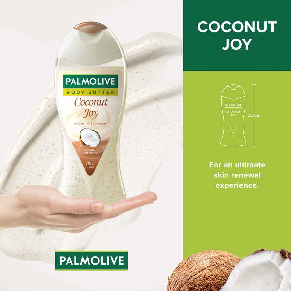 Palmolive Body Wash Coconut Joy Crème Based Exfoliator With Real Apricot Seeds and Jojoba Butter Extracts
