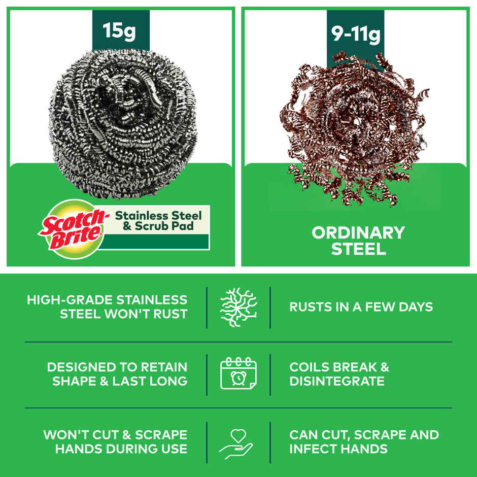 Scotch Brite Stainless Steel Scrub and Pads - Pack of 3