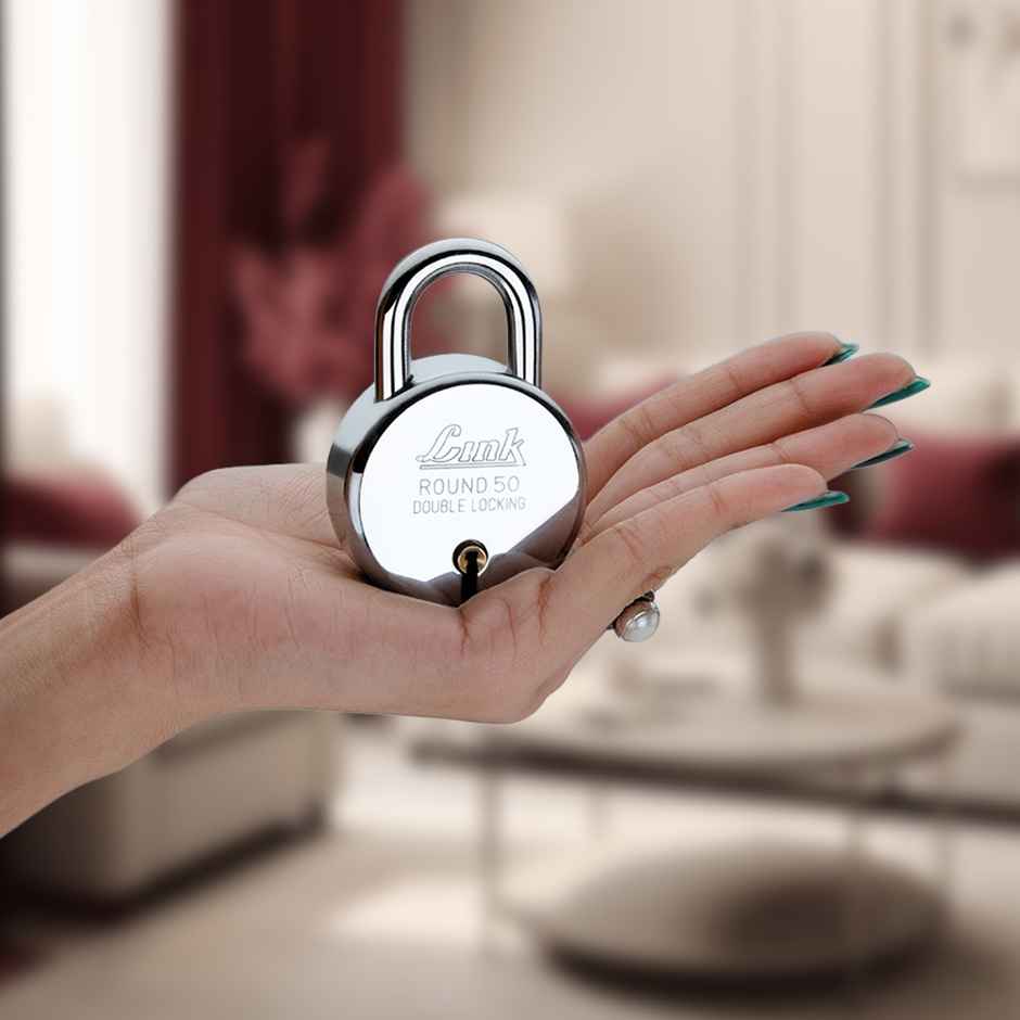 Link New Round Stainless steel 50 mm Padlock with 3 keys