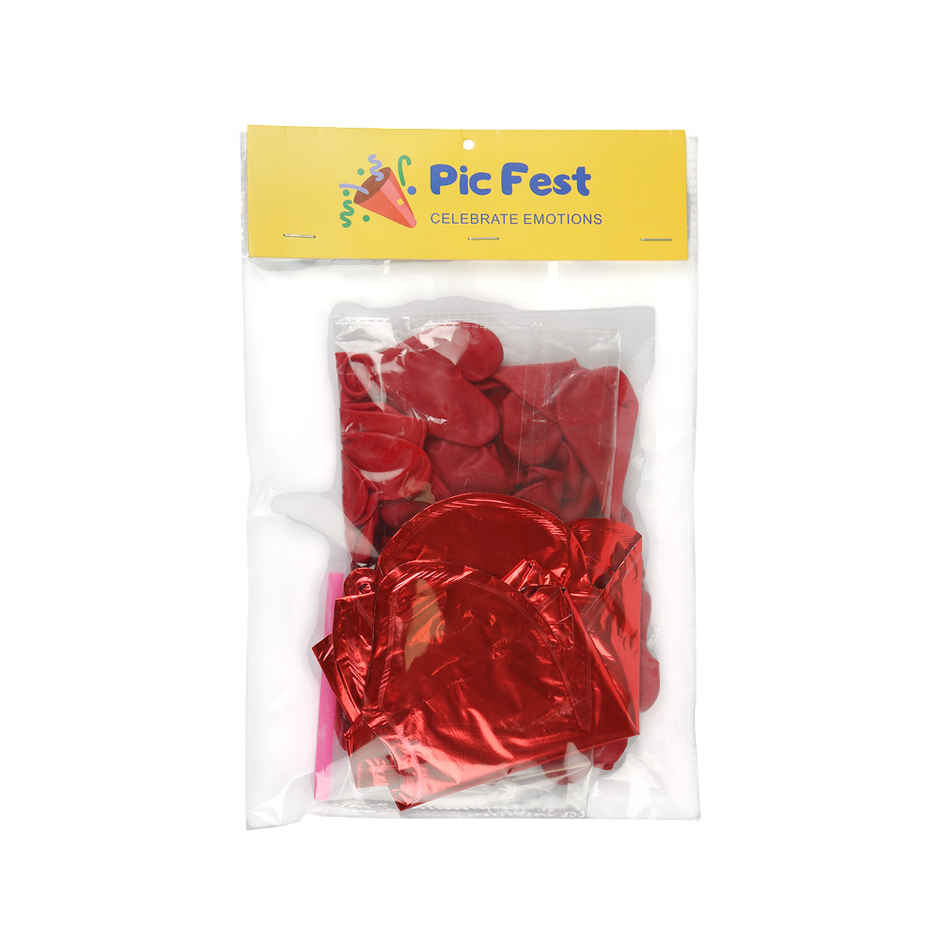 Valentine Love Balloon Combo | 30 Heart Balloons + 1 Love Foil | Picfest