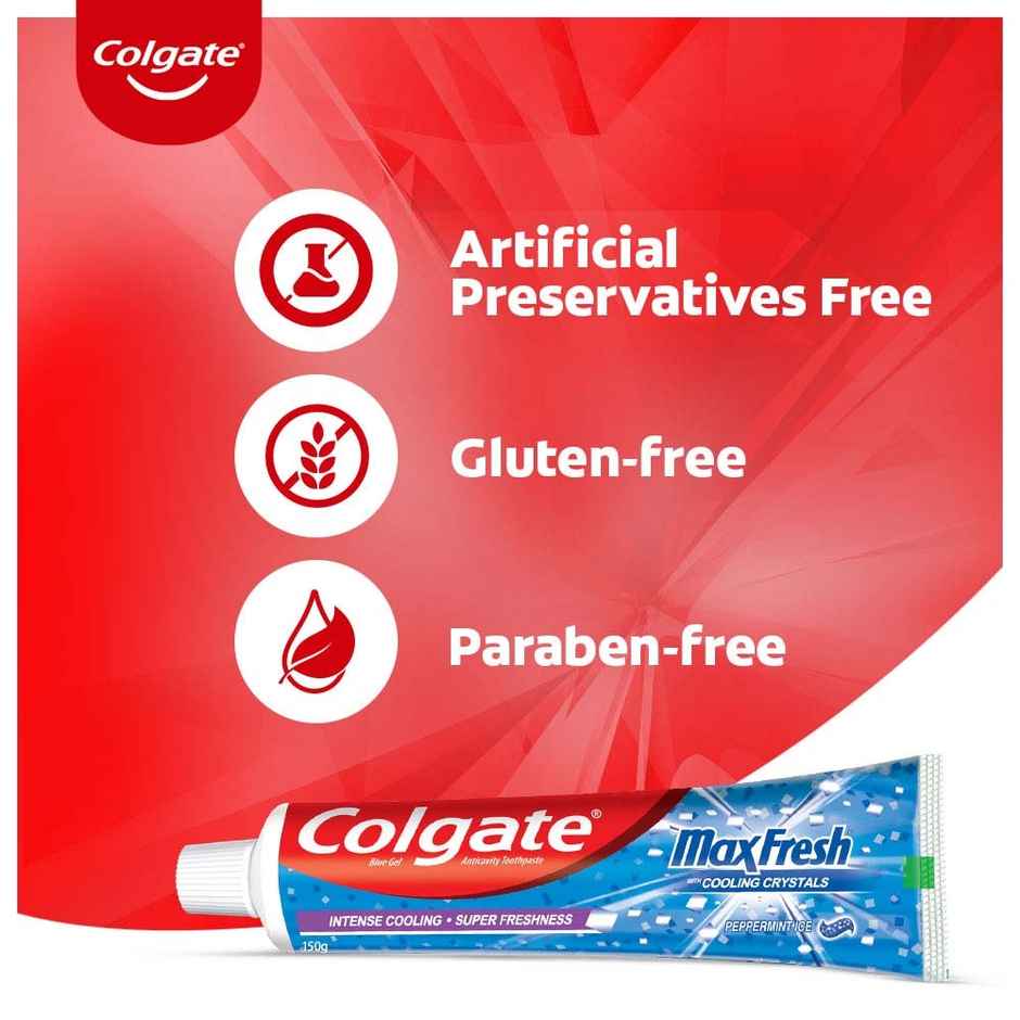 Colgate MaxFresh Toothpaste, Blue Gel Paste with Menthol for Super Fresh Breath (Peppermint Ice, Saver Pack)