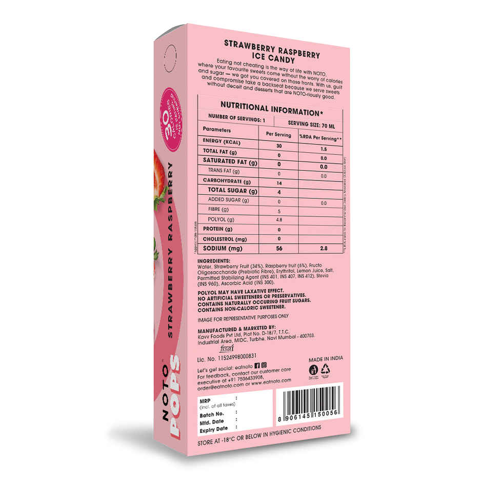 Noto Strawberry Raspberry Sugar Free Popsicle