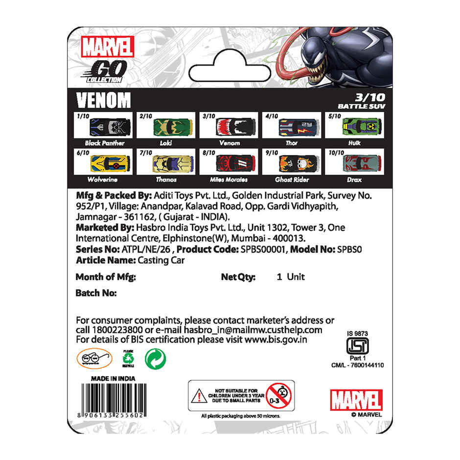 Hasbro Marvel Go | Venom - Diecast Toy Car