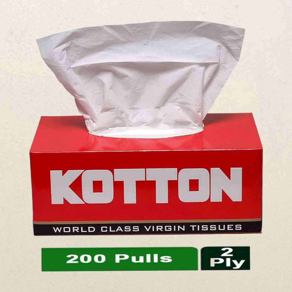 Kotton Facial Tissues Box - 2 Ply - 100% Virgin Pulp-Paper Box - 200 Pulls Combo