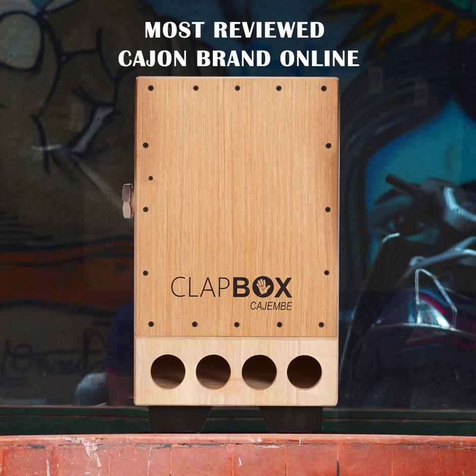 Clapbox Cajembe Cajon (4 Instruments In 1) - Rubber Wood (H:50 W:30 L:30) 3 Internal Snares,Natural