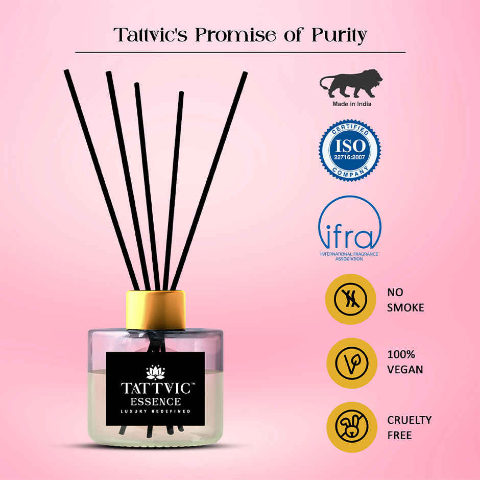 Tattvic Essence Luxury Reed Diffuser Set | Rose & Oud - 60 ml