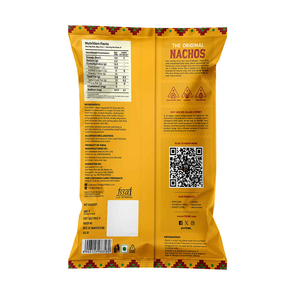 4700BC Cheese & Jalapeno Nachos, made in Avocado Oil