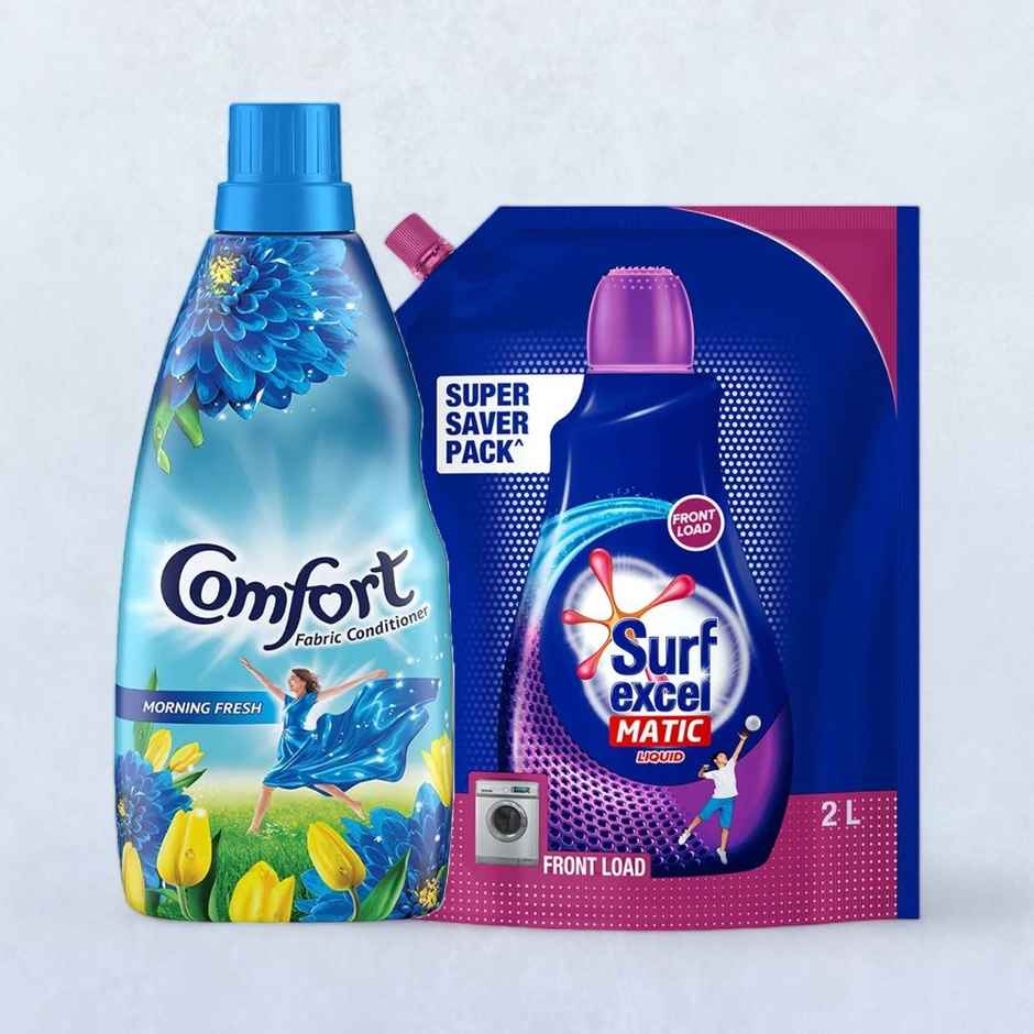 Comfort After Wash Morning Fresh Fabric Conditioner(860ml) & Surf Excel Matic Front Load Liquid Detergent(2l) Combo