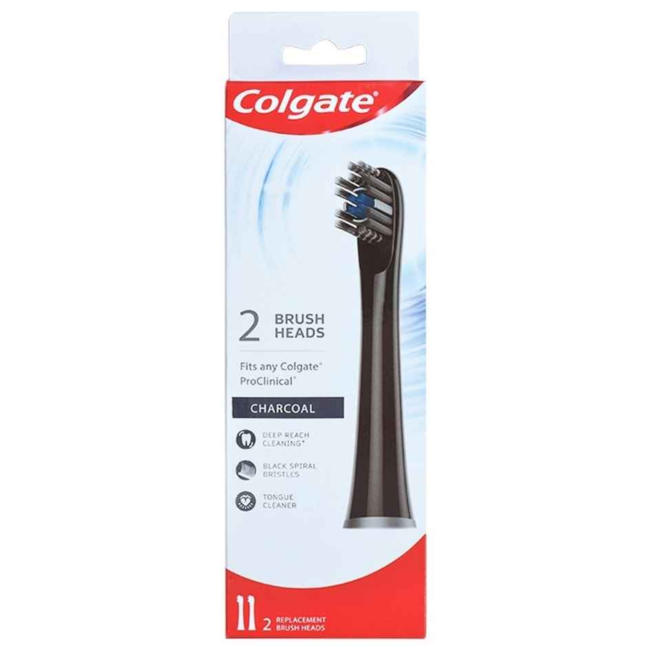 Colgate Proclinical 150 Charcoal Battery Powered Toothbrush Refill Heads Electric Brush Heads With Soft Bristles And Strong Strokes, Fits Any Colgate Proclinical Electric Toothbrush