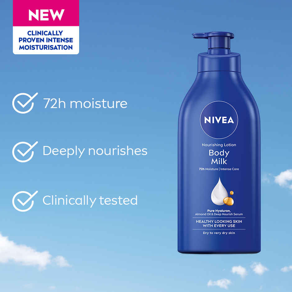 NIVEA Nourishing Body Lotion Body Milk|48 H Moisturization|2X Almond Oil|For Very Dry Skin