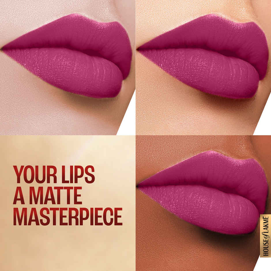 Lakme 9to5 Powerplay Priming Matte Lipstick, Lasts 16hrs, Plum Pick
