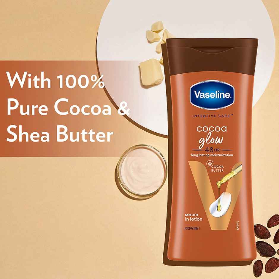 Vaseline Cocoa Glow Serum In Lotion, 100% Pure Cocoa & Shea Butter for Glowing & Soft Skin