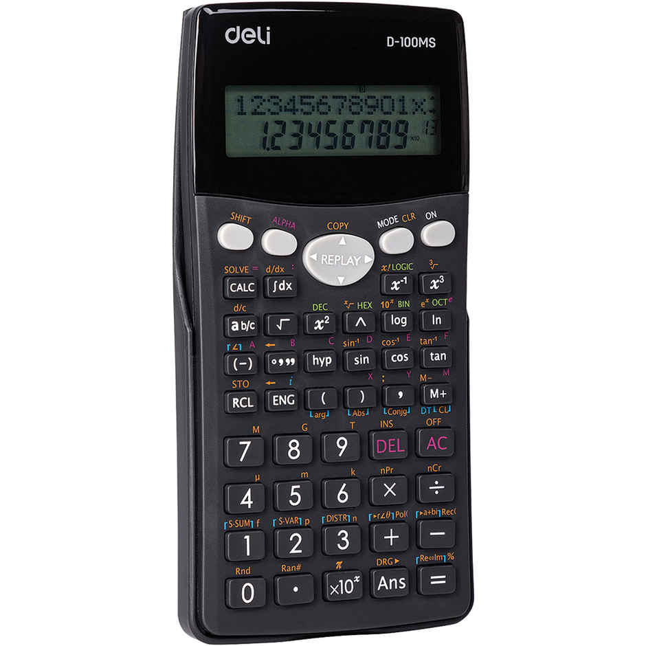 Deli ED-100MS -12 Digit Calculator, Dual Power, Scientific Calculator, Grey