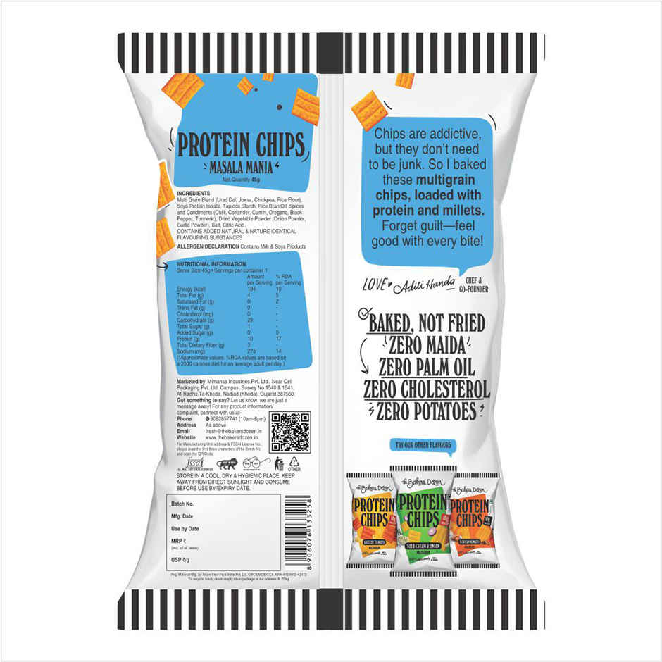 The Baker's Dozen Protein Chips - Masala Mania