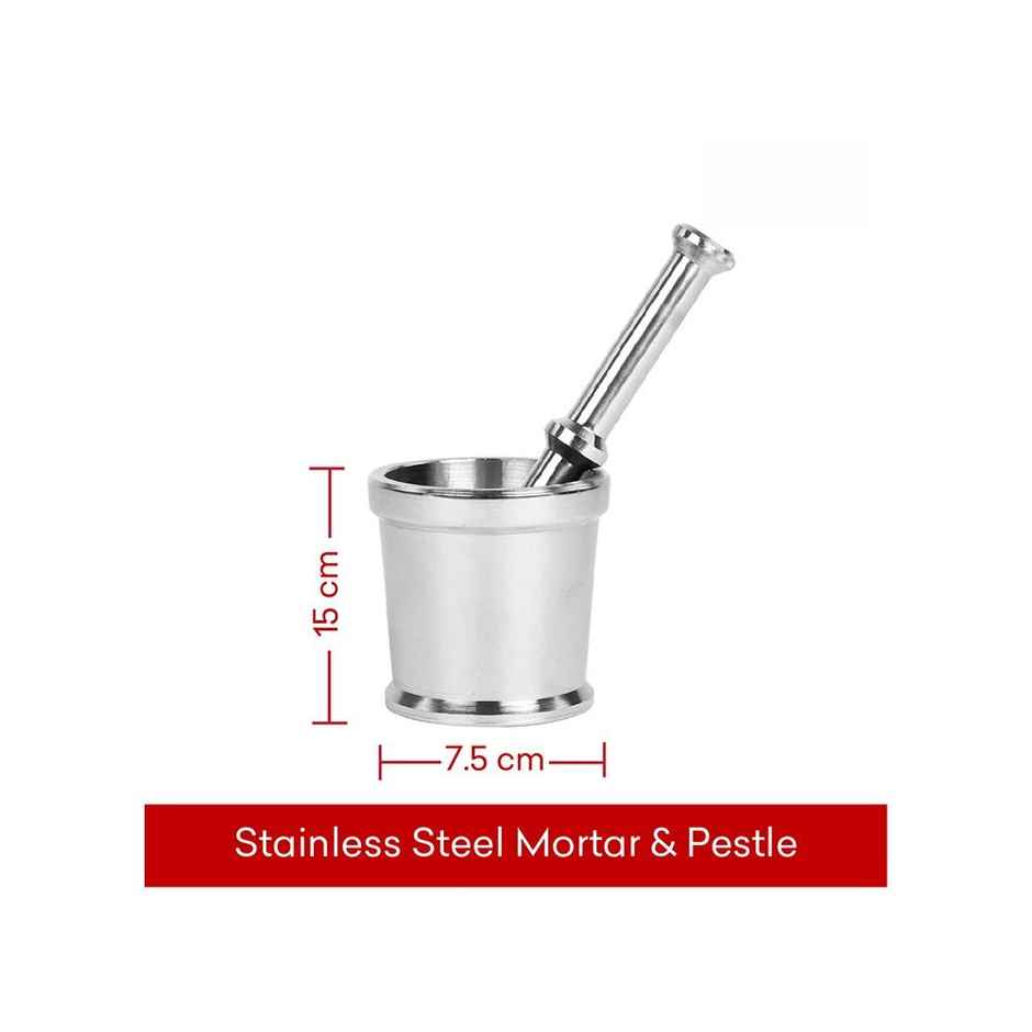 Omega Stainless Steel Mortar & Pestle Set | Khalbatta | Khal | Okhli