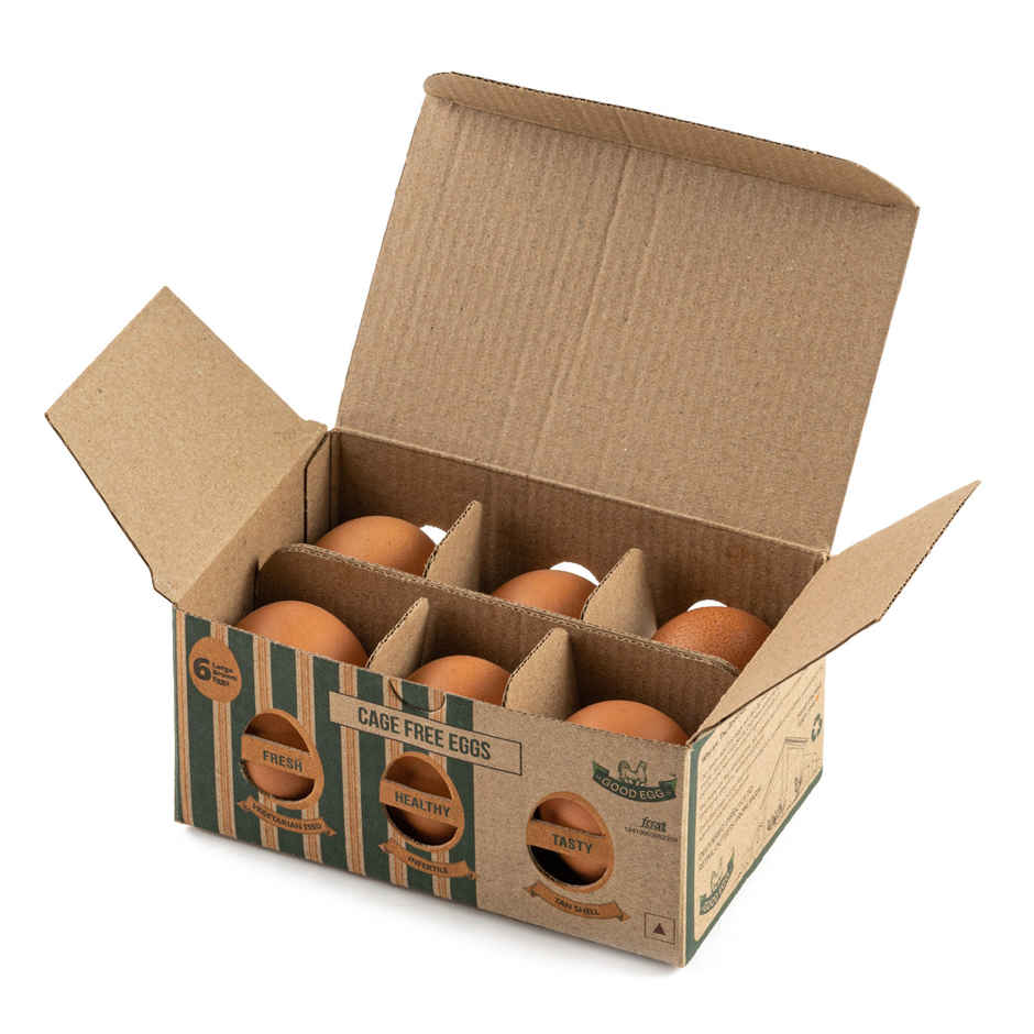 The Good Egg Co. Cage Free Eggs, 6 Pieces - Portein Rich, Veg Feed, Infertile Combo