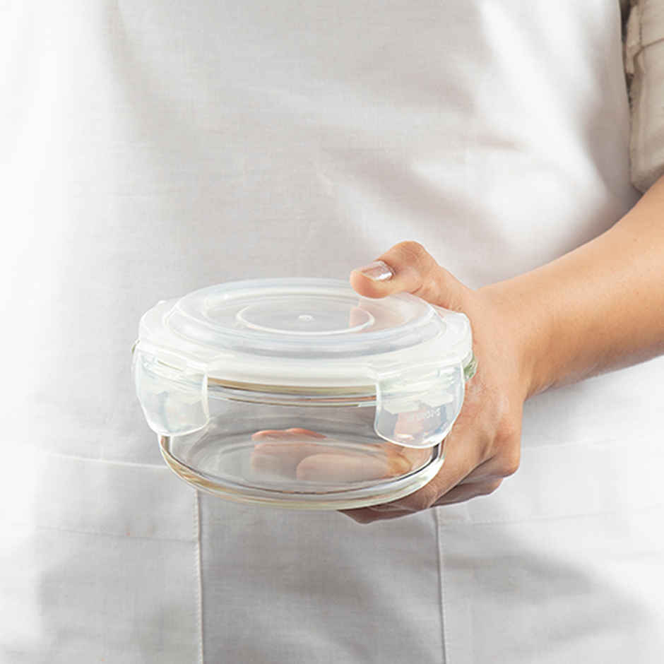 Borosil Klip N Store Storage Container With Airtight Lid (400 ml) | Borosilicate Glass