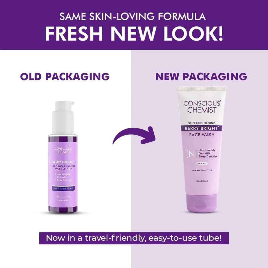 Conscious Chemist Pore Refining Brightening Face Wash With Niacinamide, Blueberry Extracts