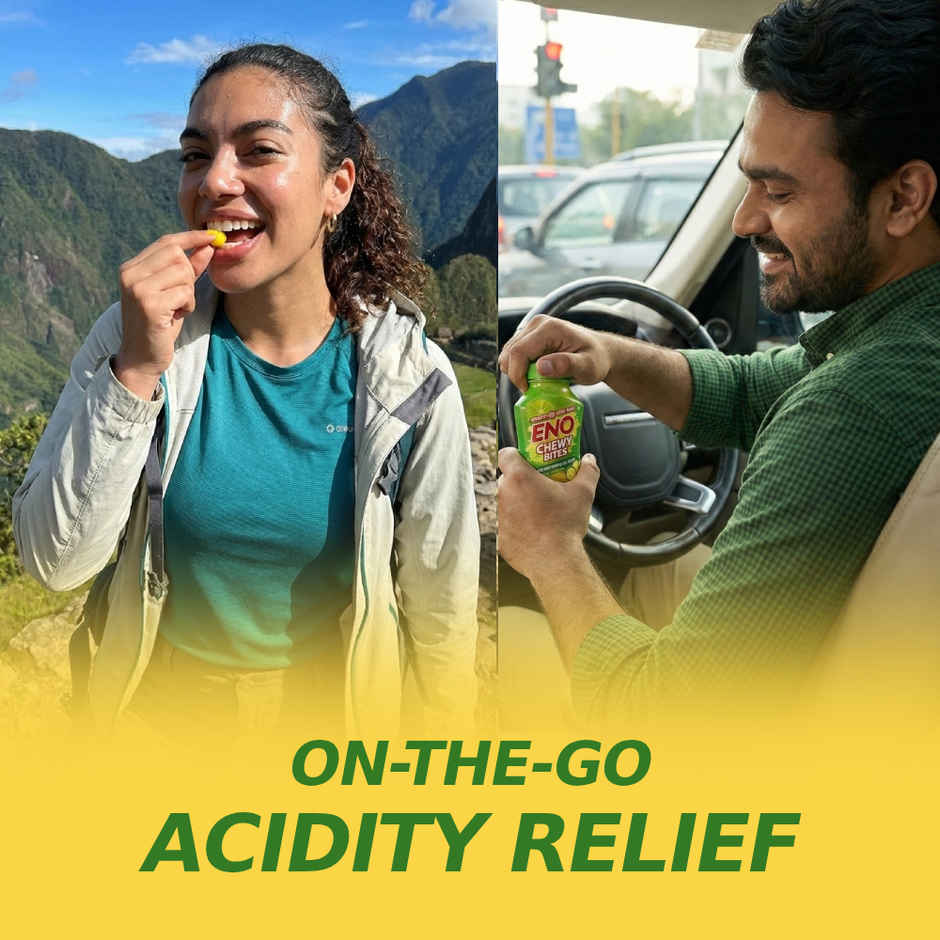 ENO Chewy Bites Tasty Chewable Antacid For Gentle & Effective Relief From Acidity Tangy Lemon Combo 