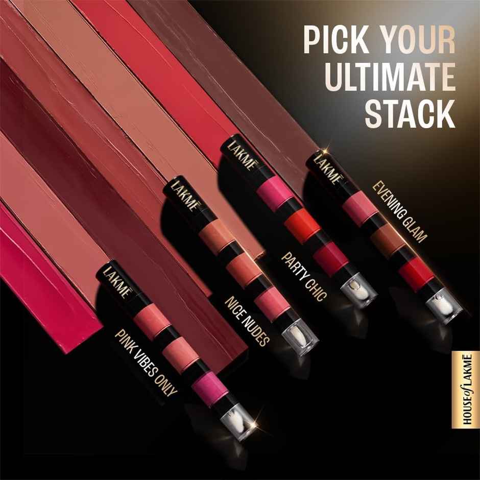Lakme Ultimate Glam 4 In 1 Lip Stack - Party Chic