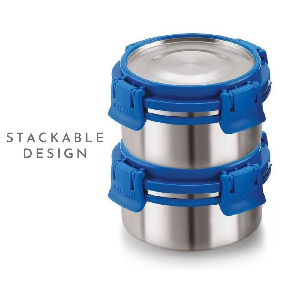 Magnus Deluxe Stainless Steel Klip Lock Container - 300 ml |Airtight, Leakproof And Bpa Free