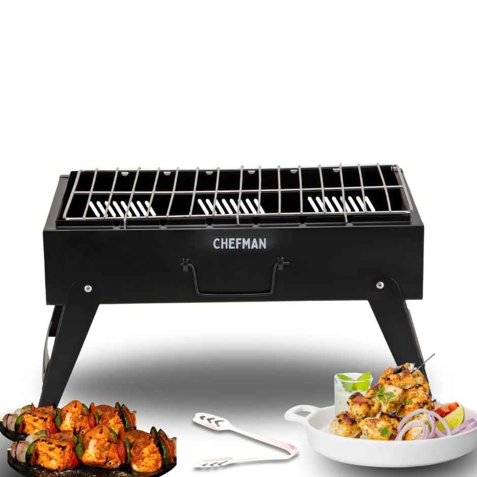 Chefman Tabletop BBQ Grill | Foldable Leg | 8 Skewers | Perfect For Outdoor Cooking