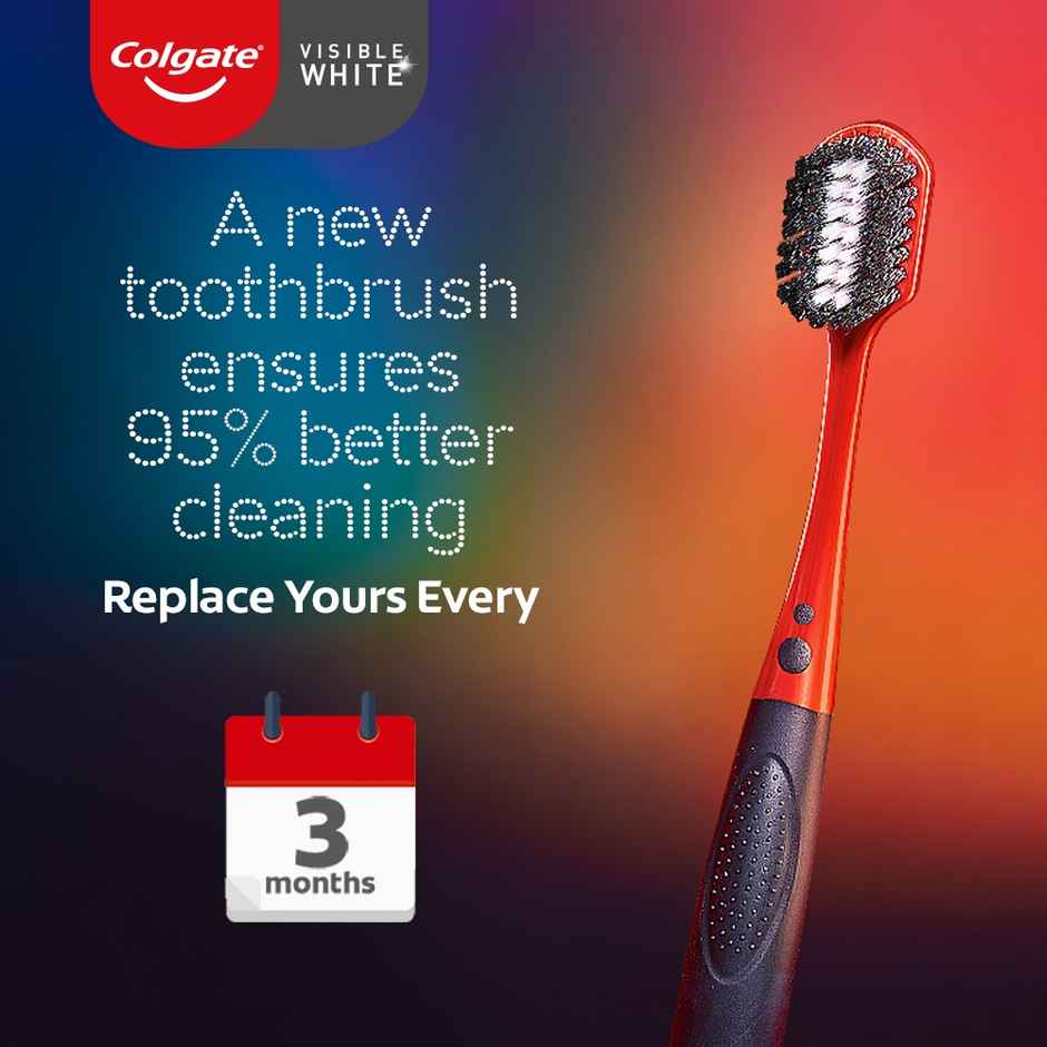 Colgate Visible White O2 Toothbrush (2pc) & Colgate Visible White Purple Toothpaste | Color-Corrects Yellow Tones (120g) Combo