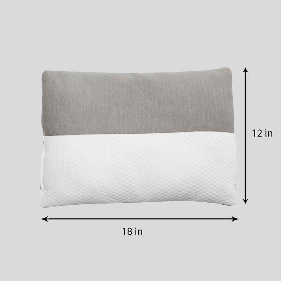 Wakefit Fluffy Pillow for Kids | Set of 4 | Small (18x12 Inch) 350 GSM Spun Polyester Fabric White and Grey