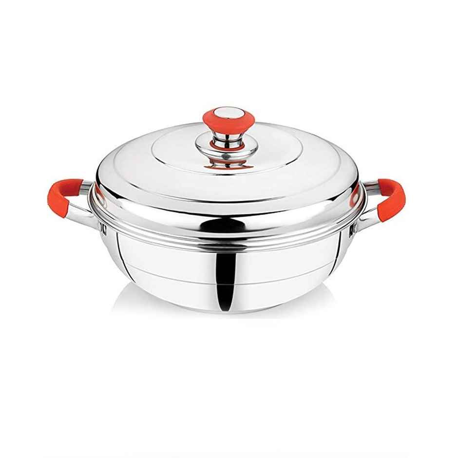 Bhalaria Stainless Steel Multi Kadai | 2 Idli Plate | 2 Dhokla Plate | 1 Patra Plate | 1 Mini Idli Plate