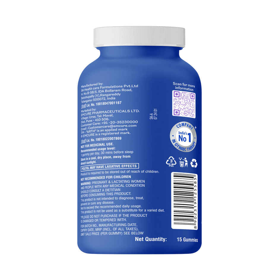 Arth By Emcure Melatonin Gummies | Sleep Gummies (Cranberry) with L-Theanine & Chamomile