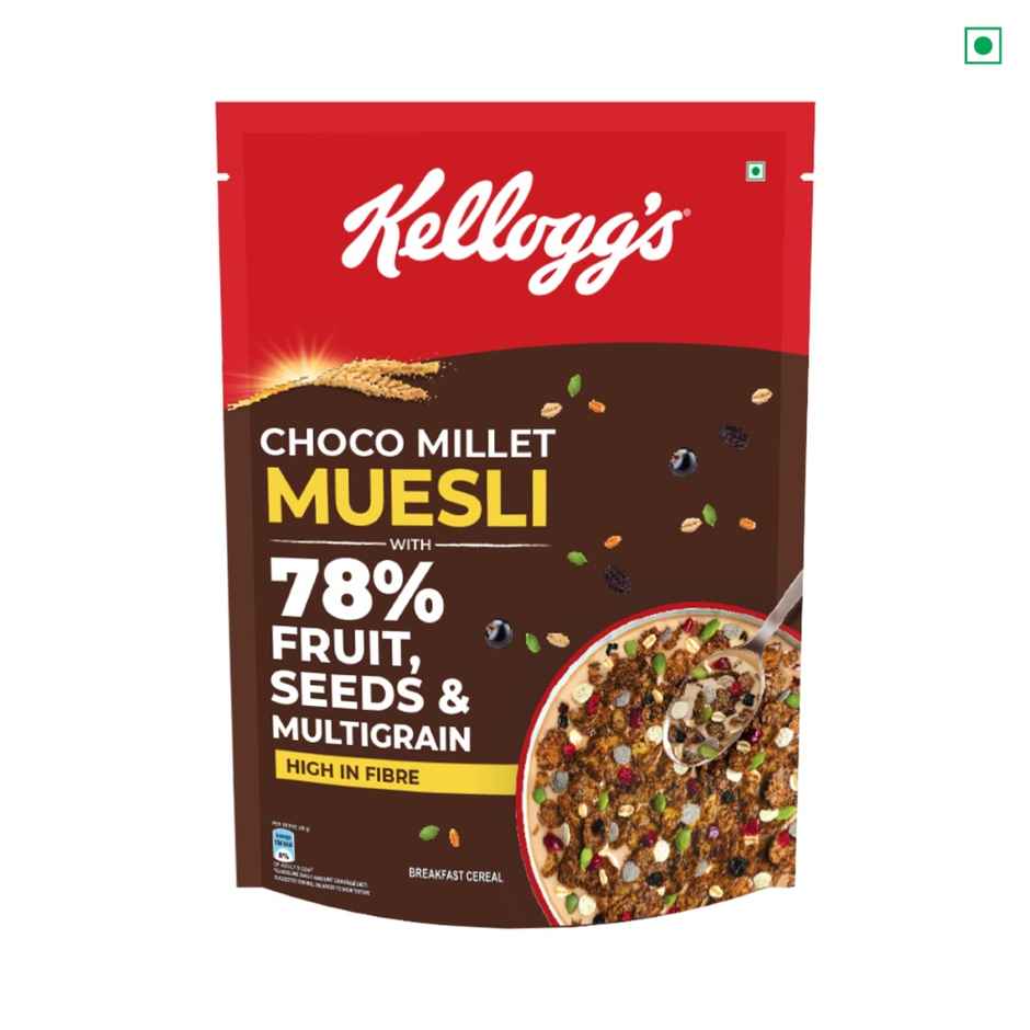 Kellogg's Choco Millet Muesli with 78% Fruit, Seed & Multigrain | High in Fibre | Breakfast Cereal