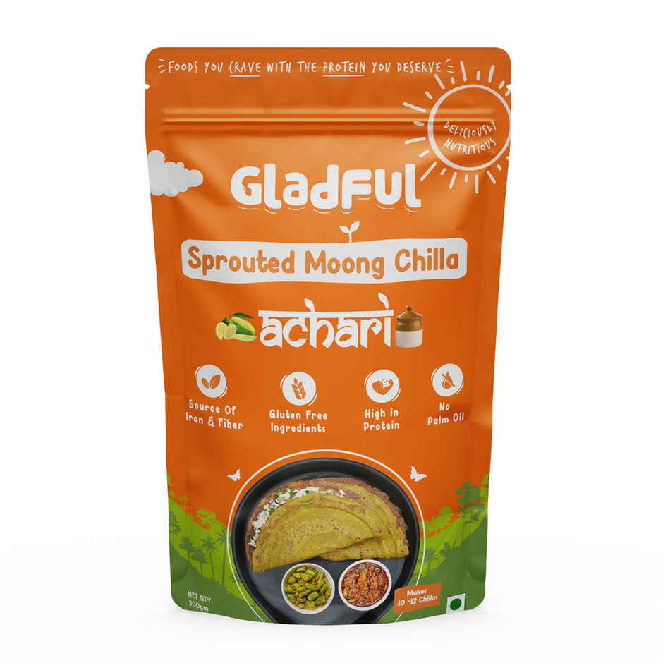 Gladful Beetroot Protein Sprouted Lentils and Millets Instant Chilla Mix(200.0 gms), Gladful Spinach Protein Sprouted Lentils and Millets Instant Chilla Mix(200.0 gms) & Gladful Achari Instant Chilla(200.0 gms) Combo