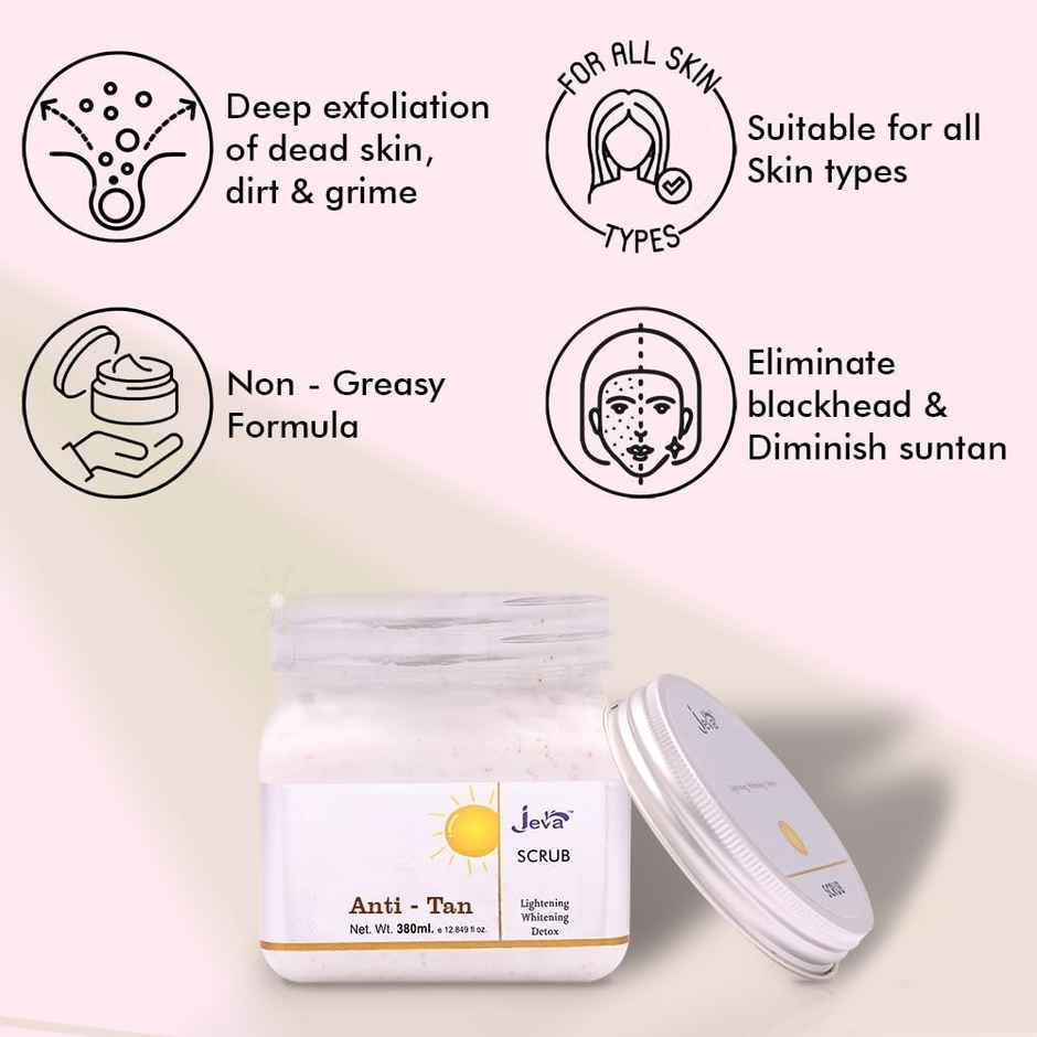 Jeva Anti-Tan Detox Scrub - Skin Brightening & Tan Removal Gel