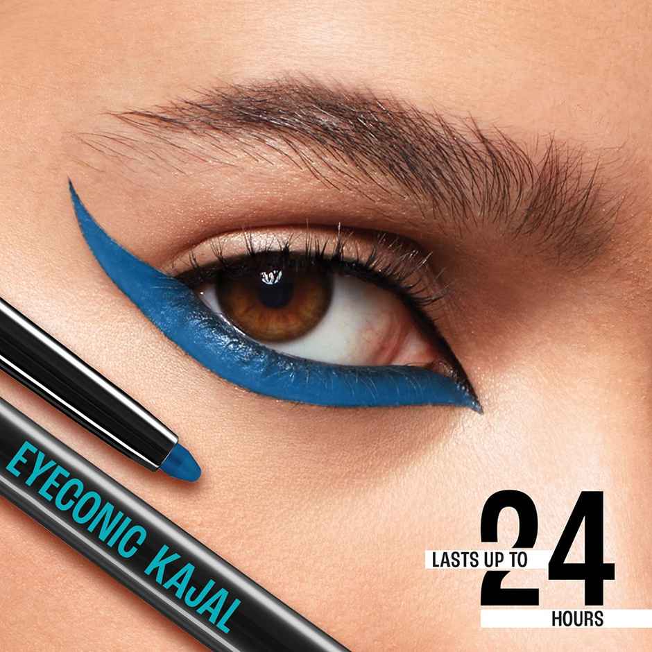 Lakme Eyeconic Kajal, Matte Waterproof, Smudgeproof Kajal that lasts 24 Hrs, Midnight Blue