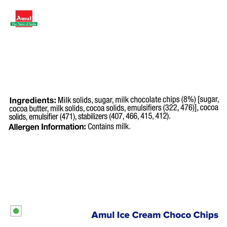 Amul Choco Chips Ice Cream Tub | Rich Chocolate Taste