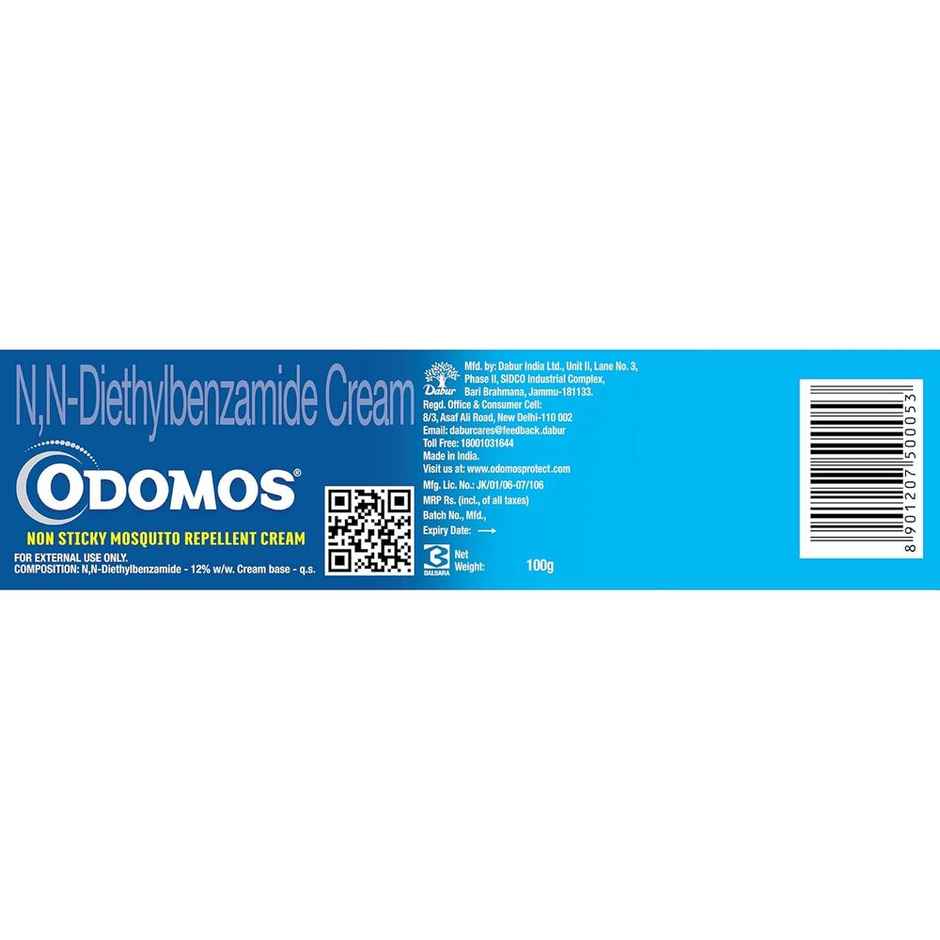 Odomos Non-Sticky Mosquito Repellent Cream With Vitamin E & Almond