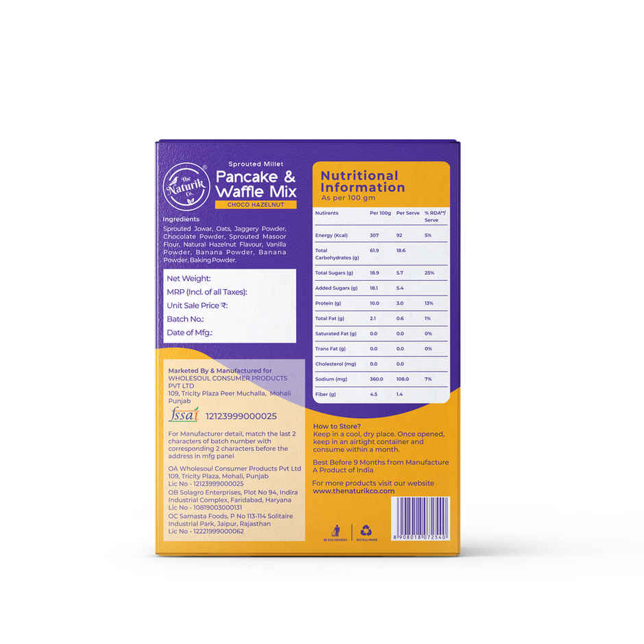 The Naturik Co High Protein Millet Pancake | Hazelnut