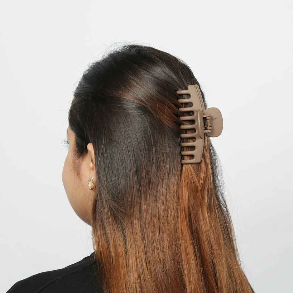 Prolume Cylindrical Claw Clips Hair Accessories For Women/Girl (Black,Brown)