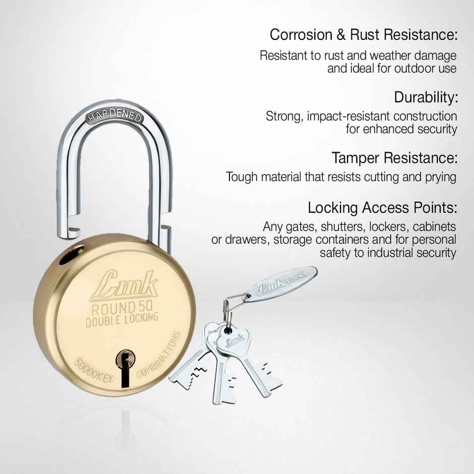 Link stainless steel New Round Brass 50 mm with | 3 Silver Keys