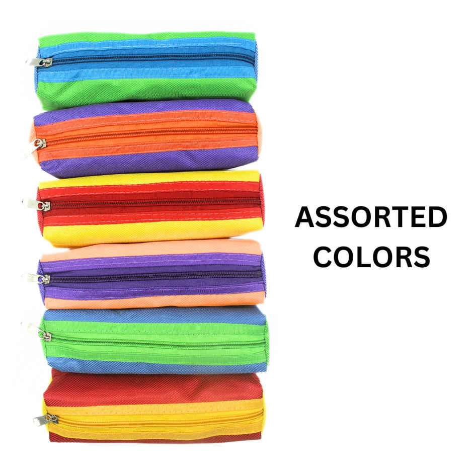 Single Zipper Multi design Stationery/Travel Pouch, Assorted Color