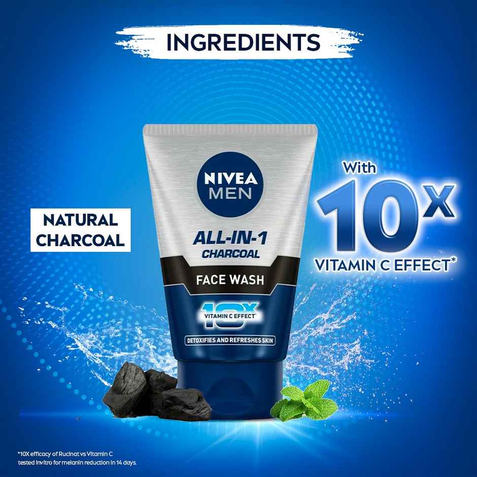 Nivea Men Dark Spot Reduction Face Cream (75ml) & Nivea Men Face Wash All In 1 Charcoal (100g) & Nivea Fresh Active Underarm Roll On 72H Protection (50ml) Combo