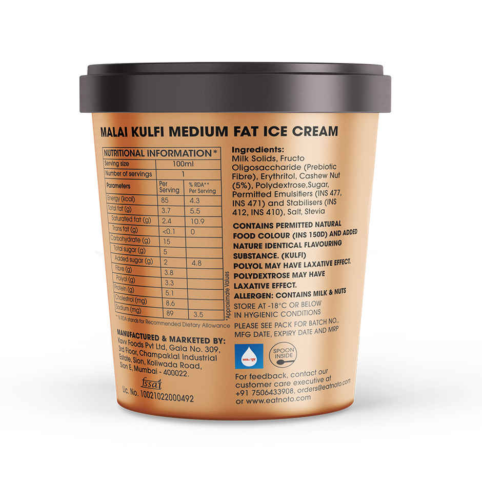 Noto Malai Kulfi Ice Cream Tub