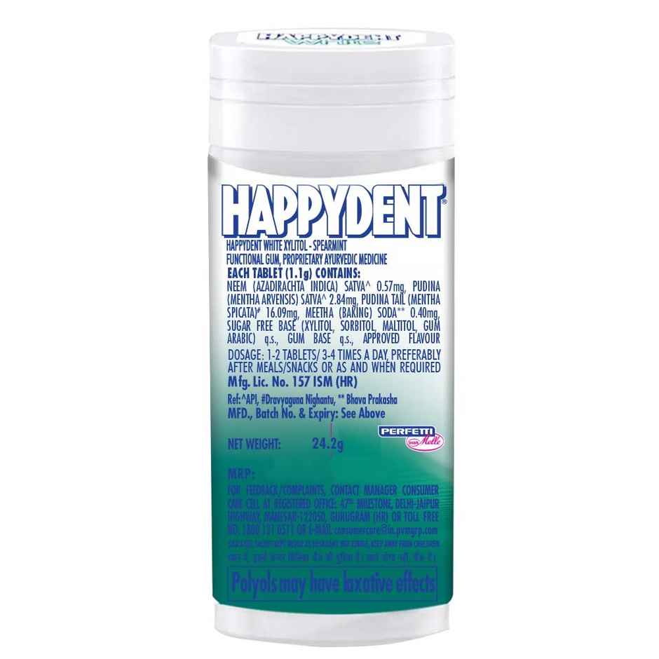 Happydent White, Xylitol Sugarfree Spearmint Flavour, Chewing Gum Pocket Bottle Combo