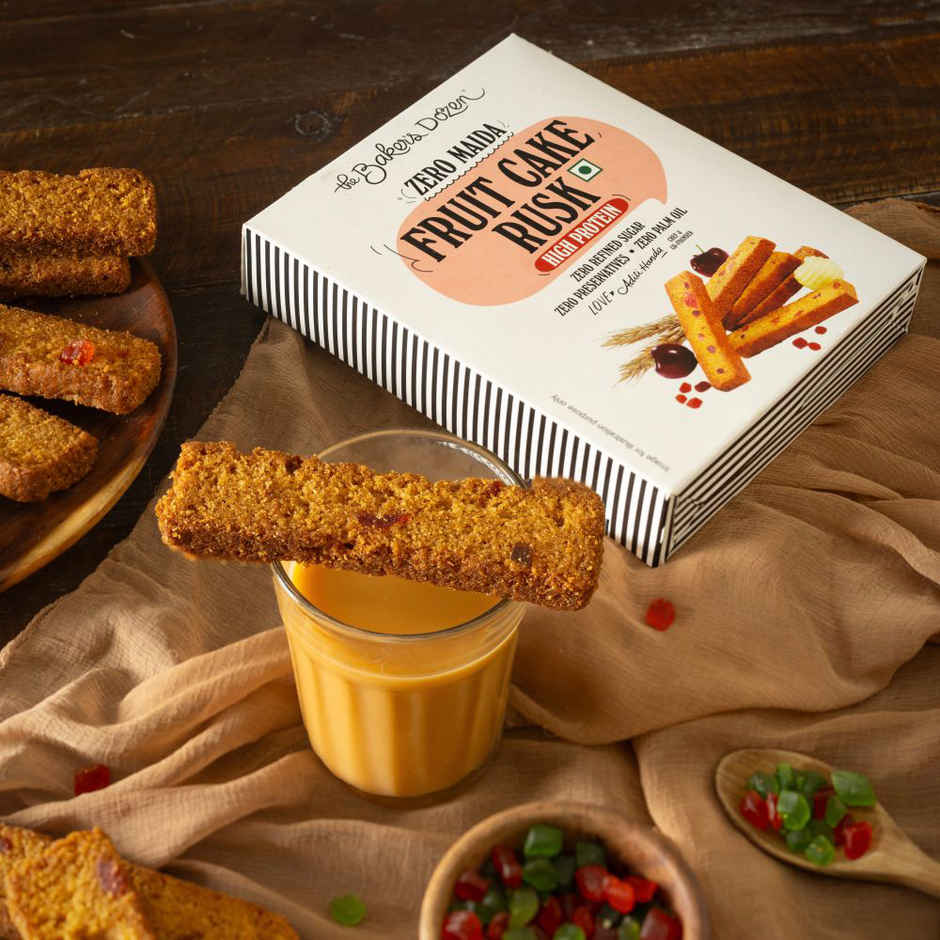 The Baker's Dozen Zero Maida Fruit Cake Rusk - High Protein