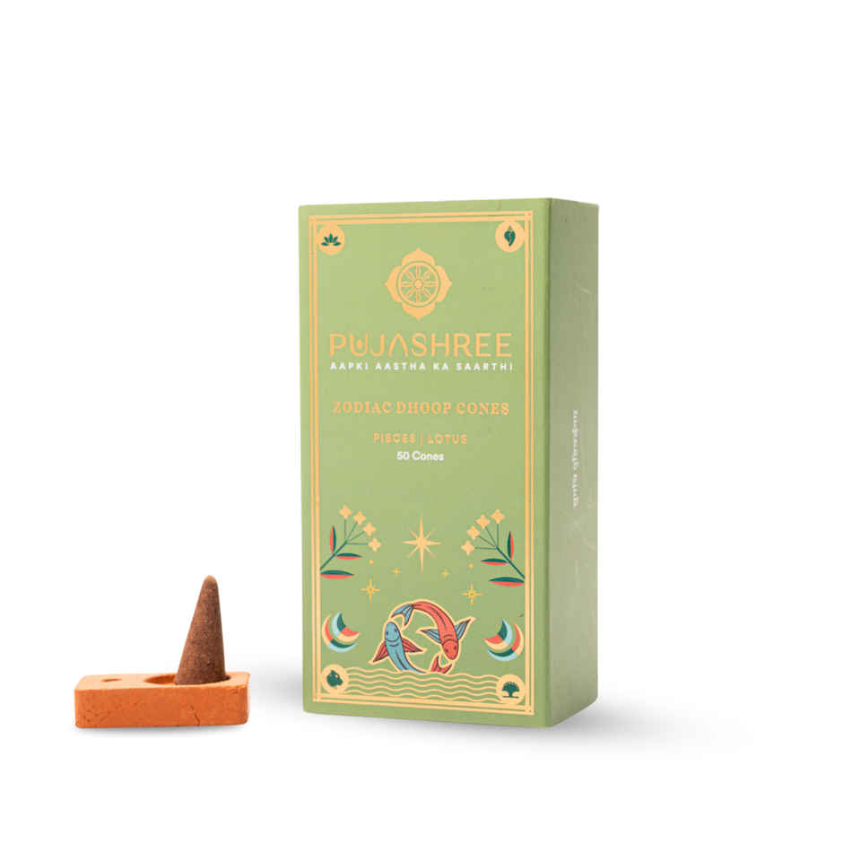 Pujashree Zodiac Dhoop Cones | Pisces - Lotus