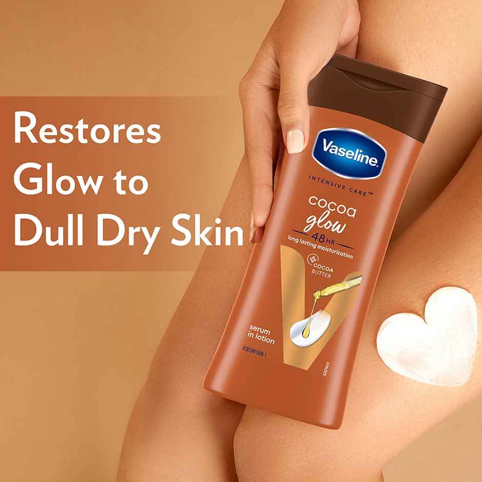 Vaseline Cocoa Glow Serum In Lotion, 100% Pure Cocoa & Shea Butter for Glowing & Soft Skin