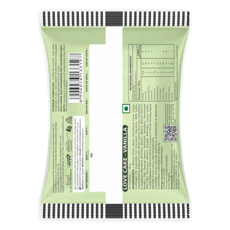 The Baker's Dozen Zero Maida Love Cake - Vanilla  | Veg/Eggless Heart cake - filled with Choco