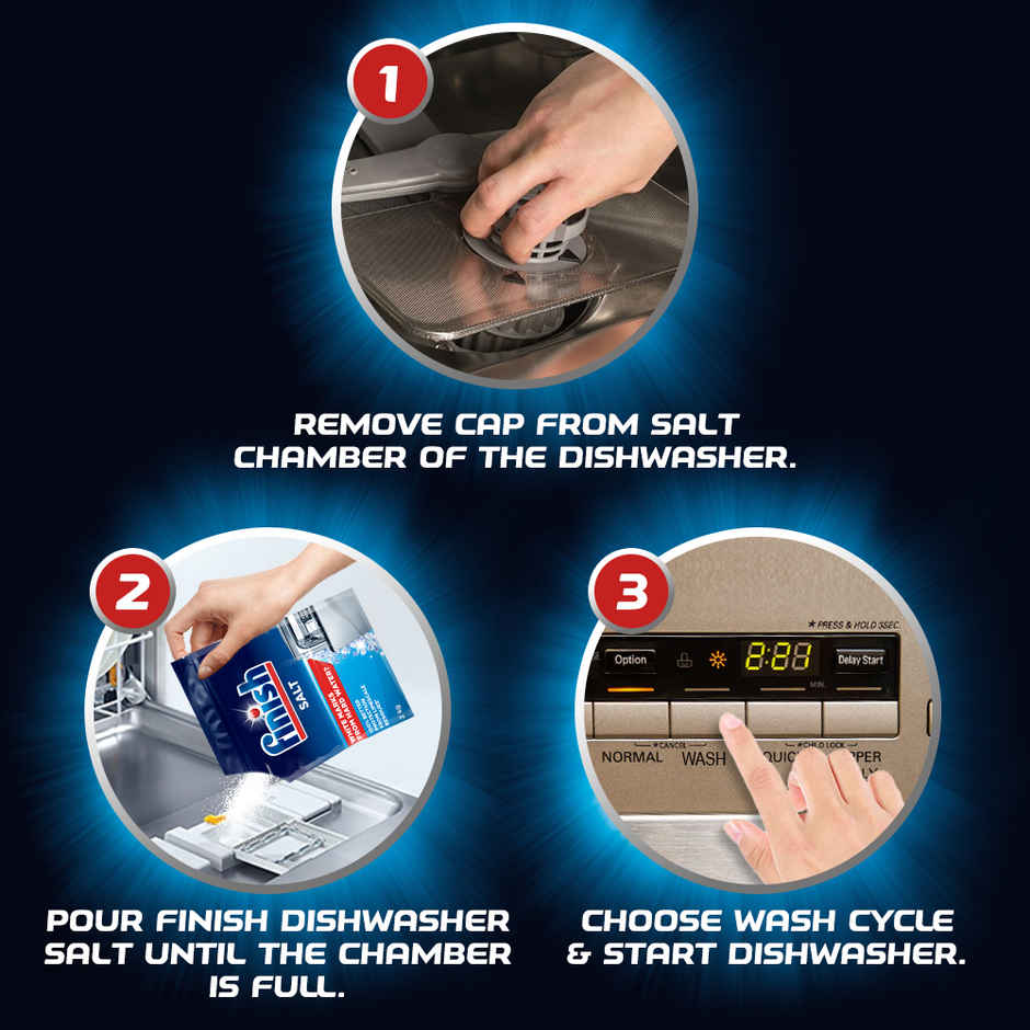 Finish Dishwasher Detergent Powder (1kg) & Finish Dishwasher Salt (2kg) Combo